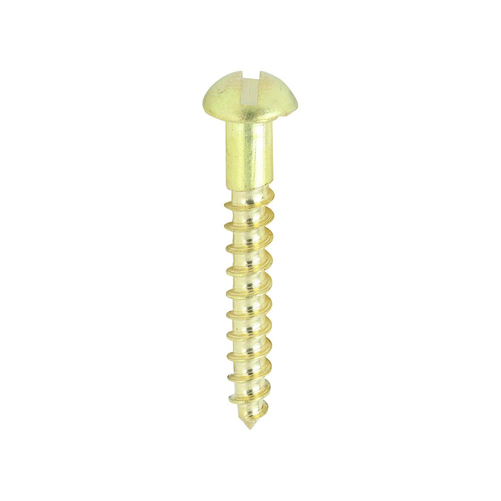 Solid Brass Timber Screws - SLOT - Round - 6 x 1 - Box of 200