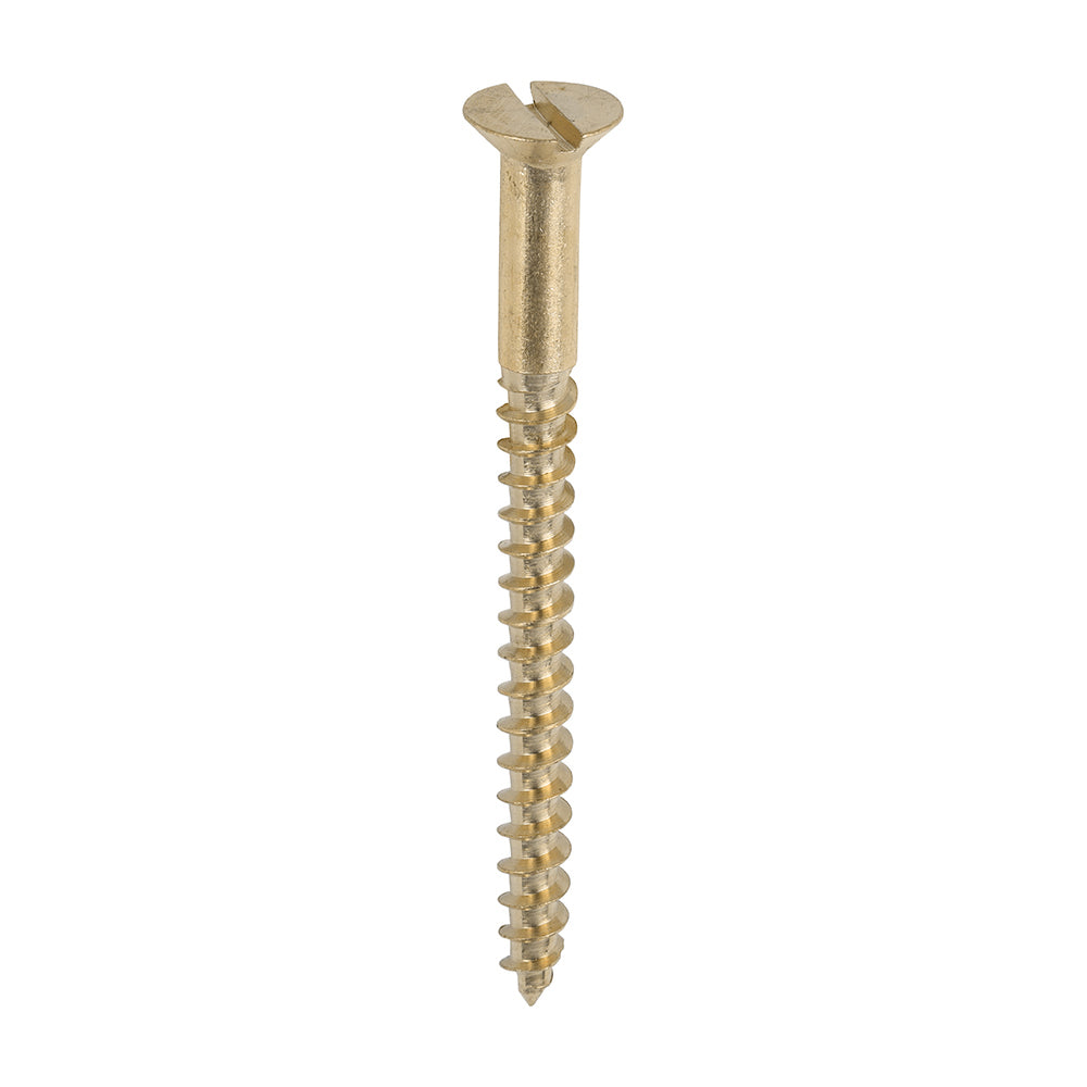 Solid Brass Timber Screws - SLOT - Countersunk - 8 x 2 - Box of 200