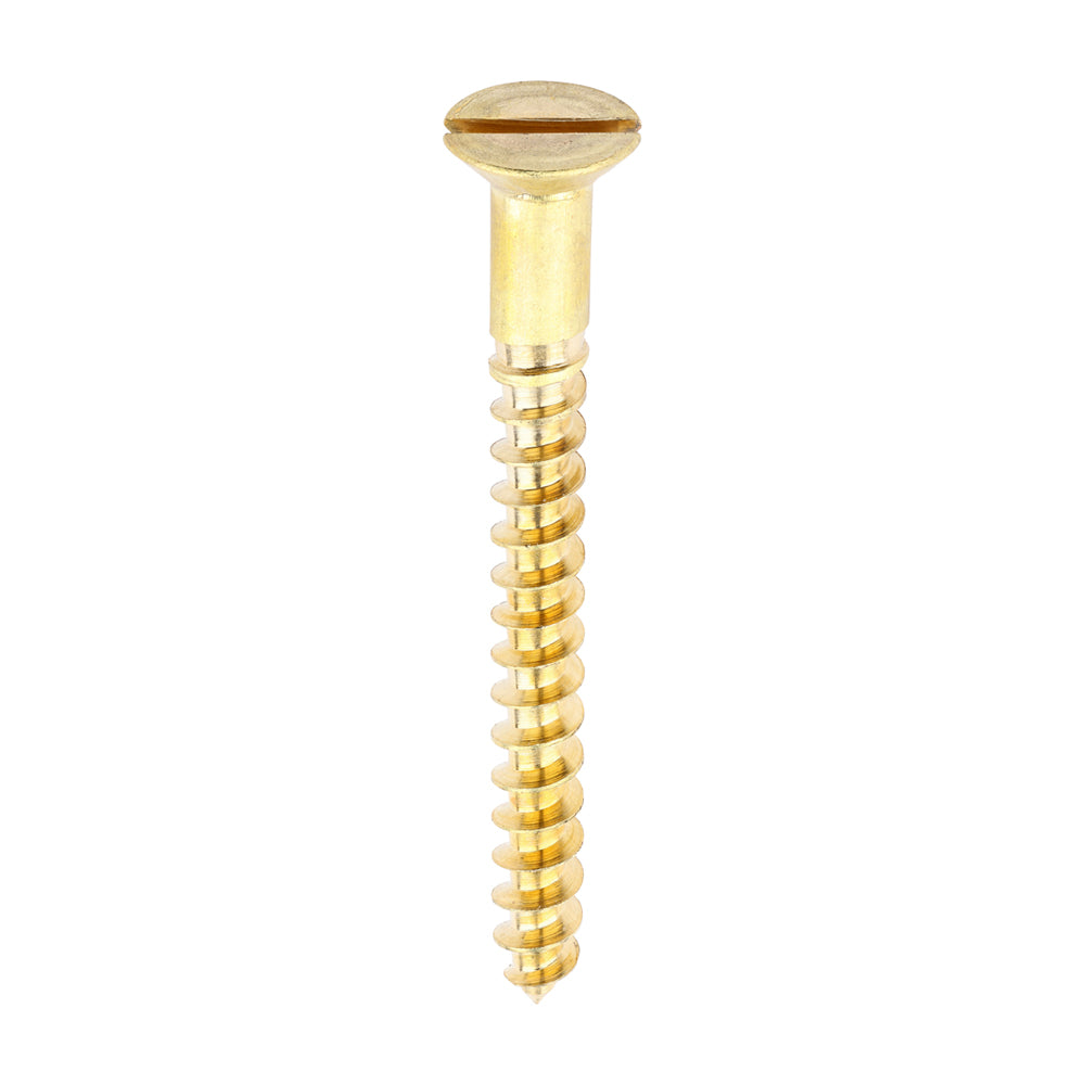 Solid Brass Timber Screws - SLOT - Countersunk - 10 x 2 - Box of 100