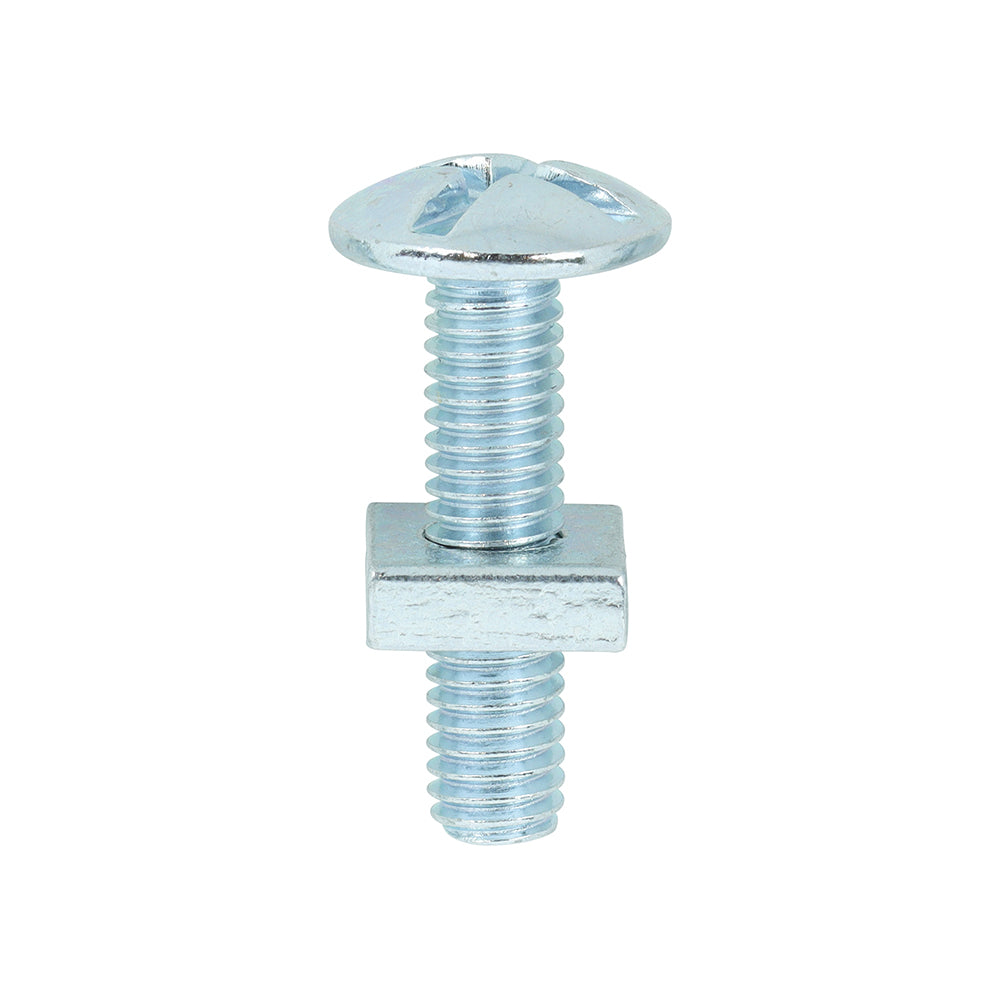 Roofing Bolts with Square Nuts - Zinc - M6 x 25 - Box of 100