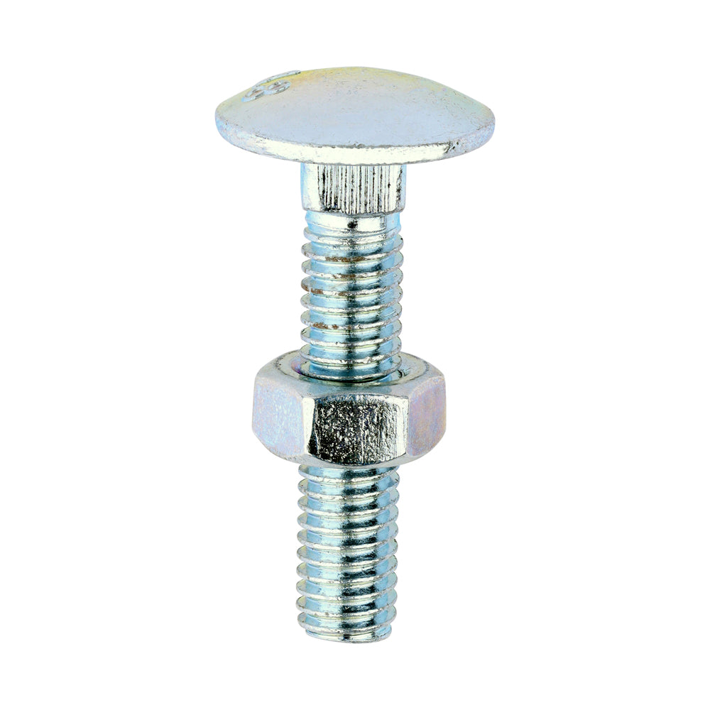 Carriage Bolts & Hex Nuts - Zinc - M6 x 30 - Box of 200