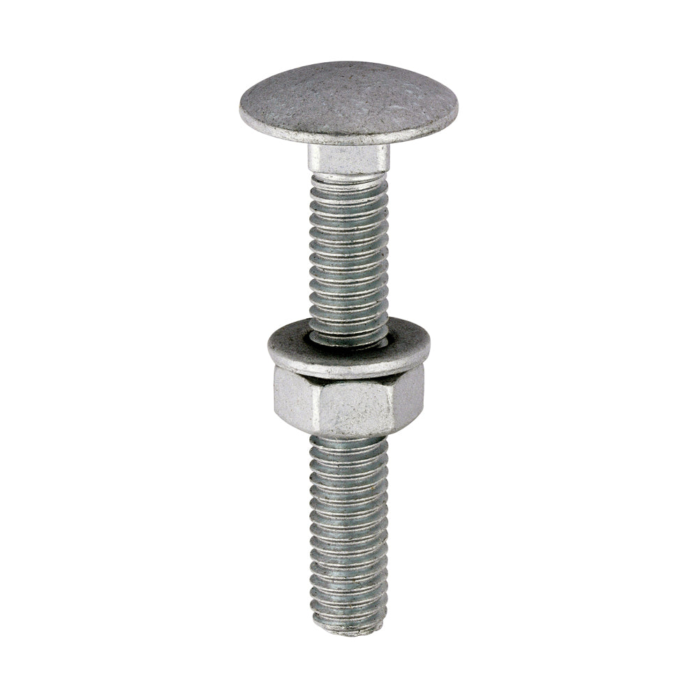 Carriage Bolts Hex Nuts & Form A Washers - Dome - Exterior - Silver - M6 x 40 - TIMbag of 10