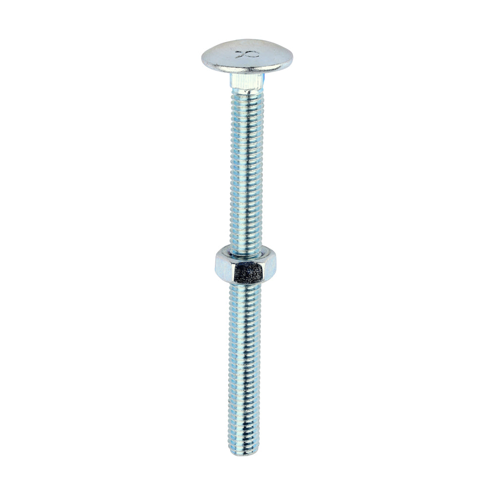 Carriage Bolts & Hex Nuts - Zinc - M6 x 75 - Box of 100