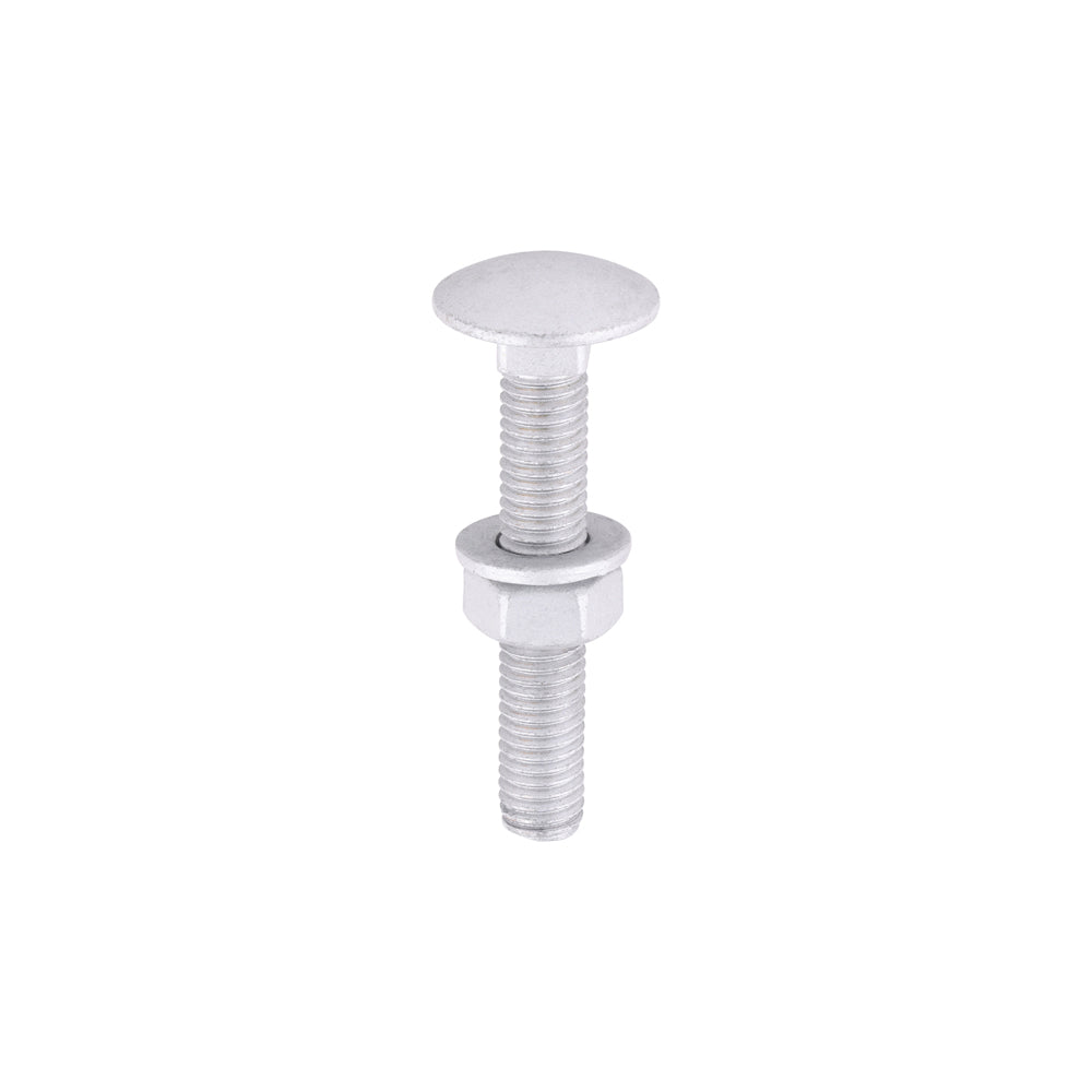 Carriage Bolts Hex Nuts & Form A Washers - Dome - Exterior - Silver - M8 x 50 - TIMbag of 10