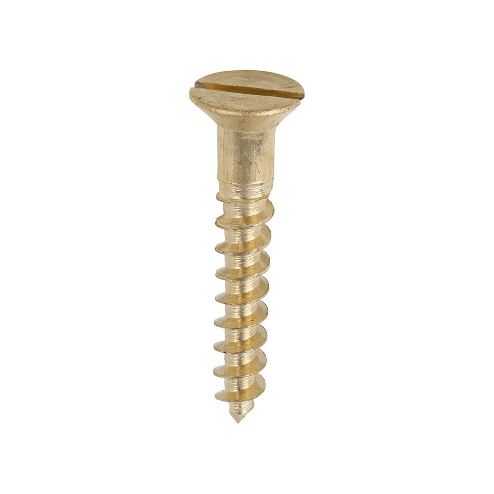 Solid Brass Timber Screws - SLOT - Countersunk - 10 x 1 1/4 - Box of 200
