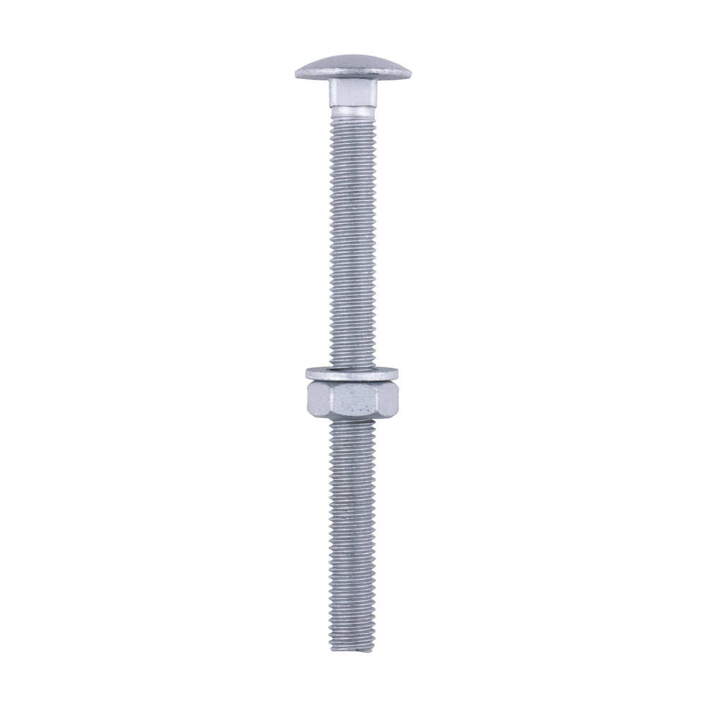 Carriage Bolts Hex Nuts & Form A Washers - Dome - Exterior - Silver - M10 x 120 - TIMbag of 10