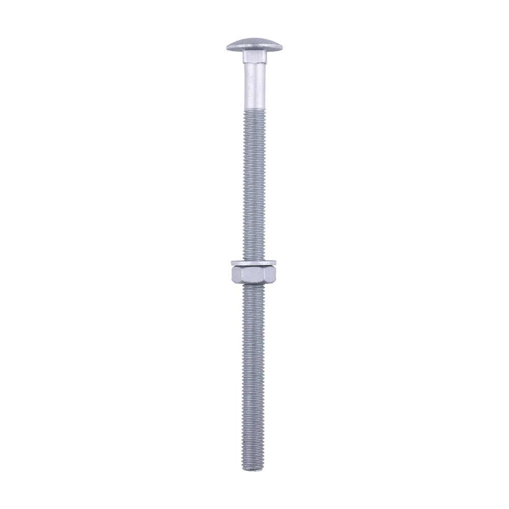 Carriage Bolts Hex Nuts & Form A Washers - Dome - Exterior - Silver - M10 x 180 - TIMbag of 10