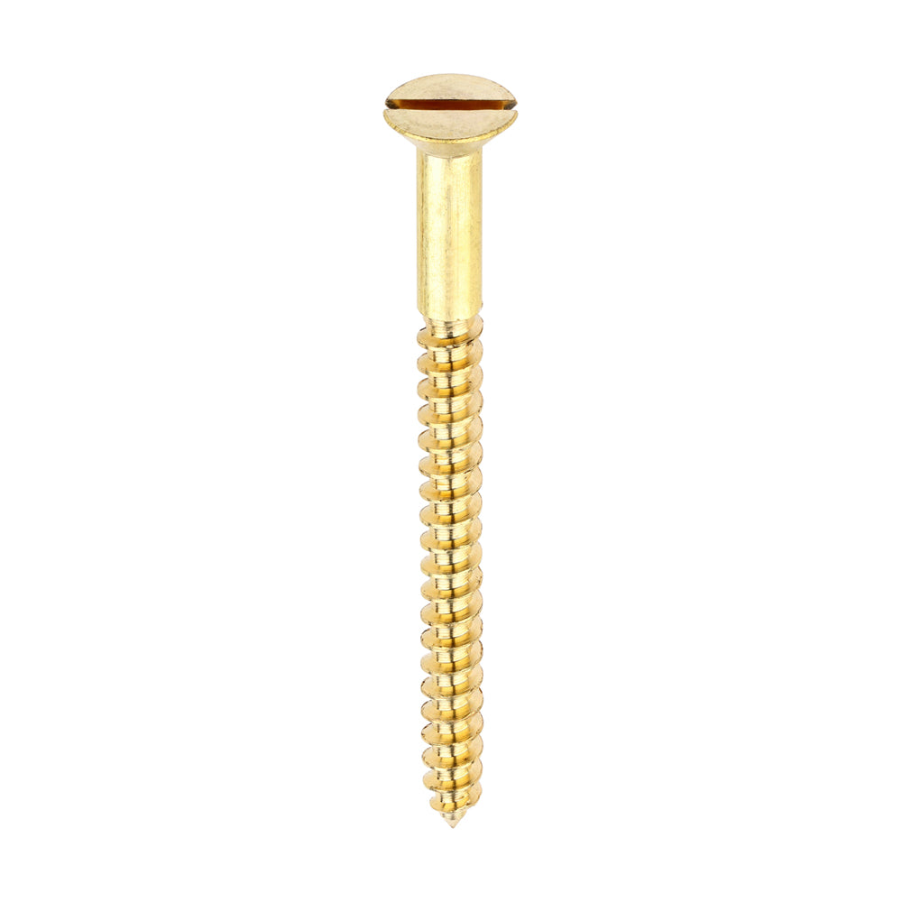 Solid Brass Timber Screws - SLOT - Countersunk - 10 x 2 1/2 - Box of 100