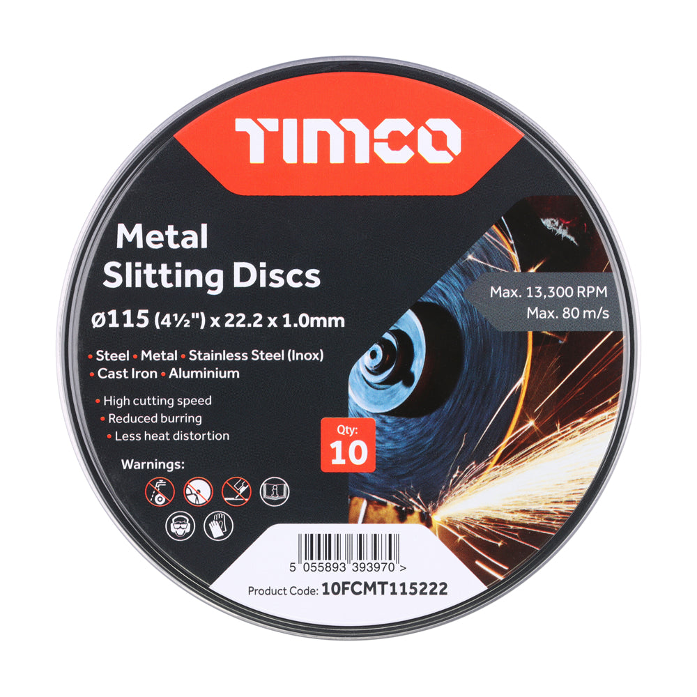 Bonded Abrasive Disc - For Cutting - 115 x 22.2 x 1.0 - Tin of 10