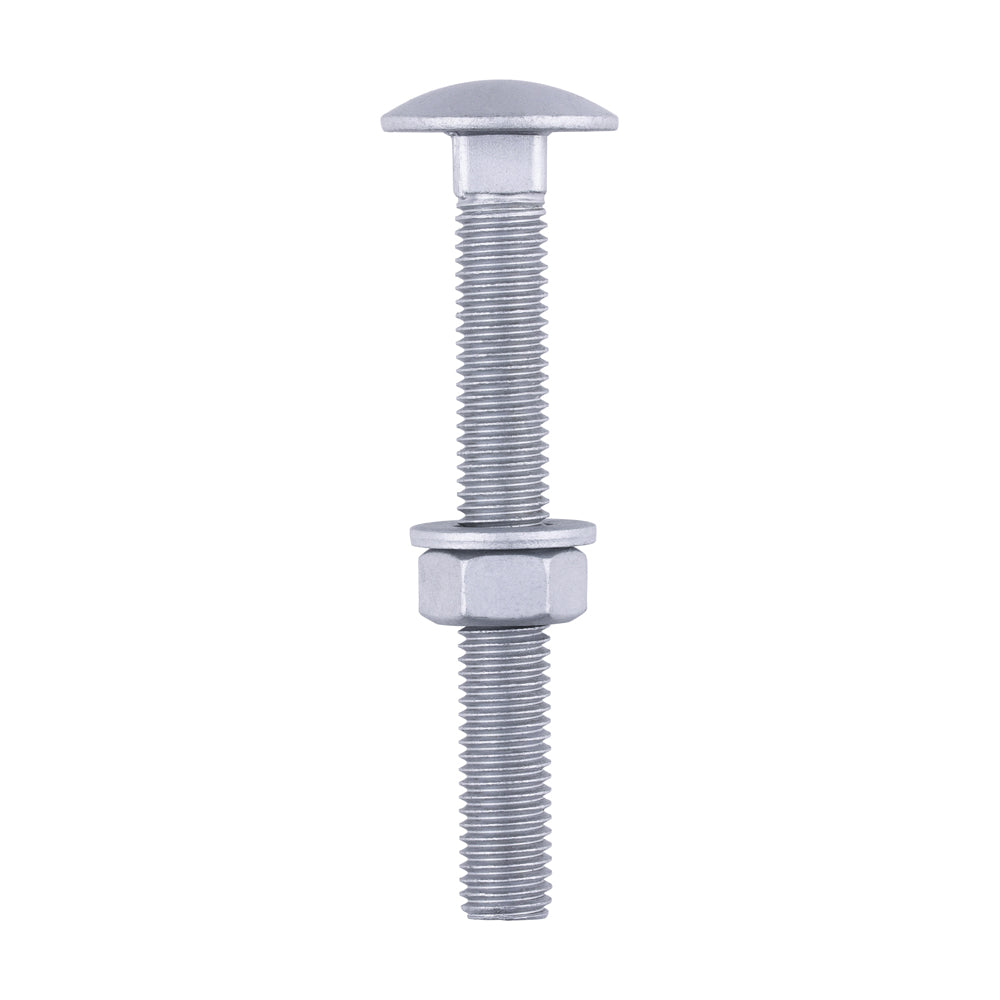Carriage Bolts Hex Nuts & Form A Washers - Dome - Exterior - Silver - M12 x 100 - TIMbag of 10