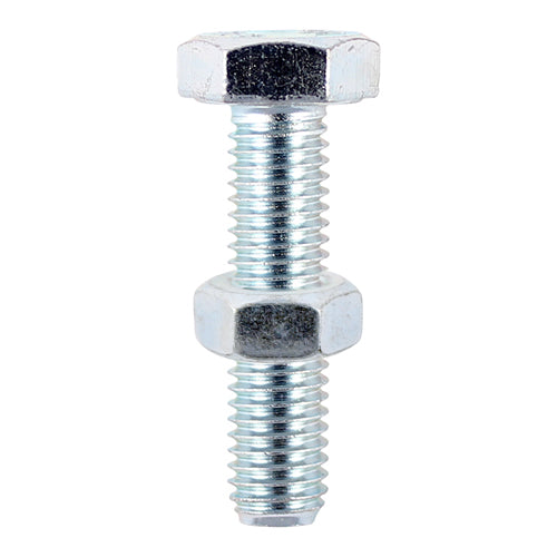 Set Screws & Hex Nuts - Grade 8.8 - Zinc - M12 x 100 - TIMbag of 10