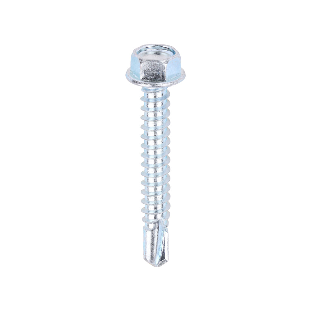 Metal Construction Light Section Screws - Hex - Self-Drilling - Zinc - 12 x 1 1/2 - Box of 500