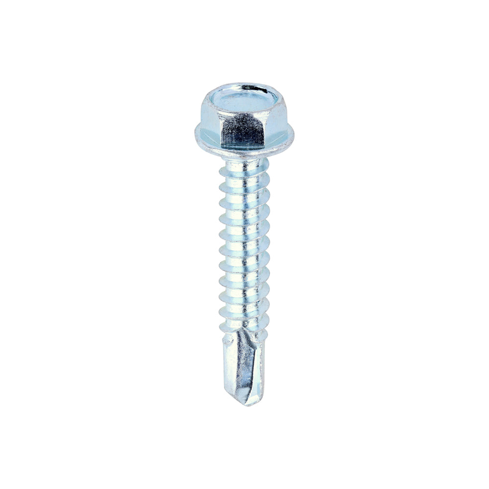 Metal Construction Light Section Screws - Hex - Self-Drilling - Zinc - 12 x 1 1/4 - Box of 500