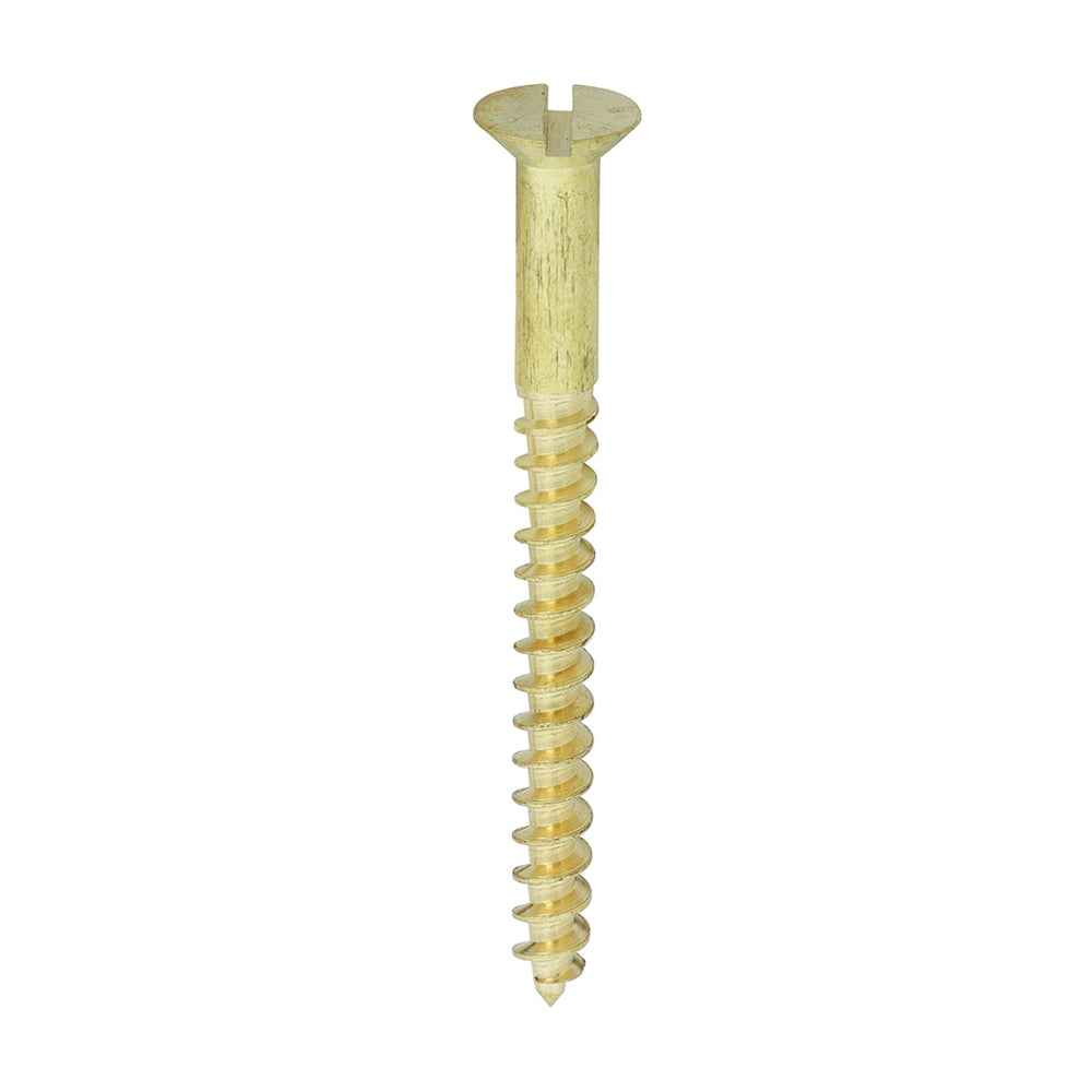 Solid Brass Timber Screws - SLOT - Countersunk - 12 x 2 1/2 - Box of 100