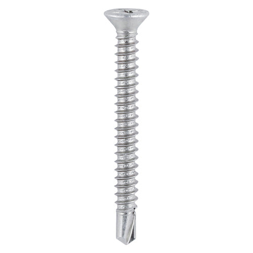 Window Fabrication Screws - Countersunk - PH - Self-Tapping Thread - Self-Drilling Point - Martensitic Stainless Steel & Silver Organic - 3.9 x 38 - Box of 1000