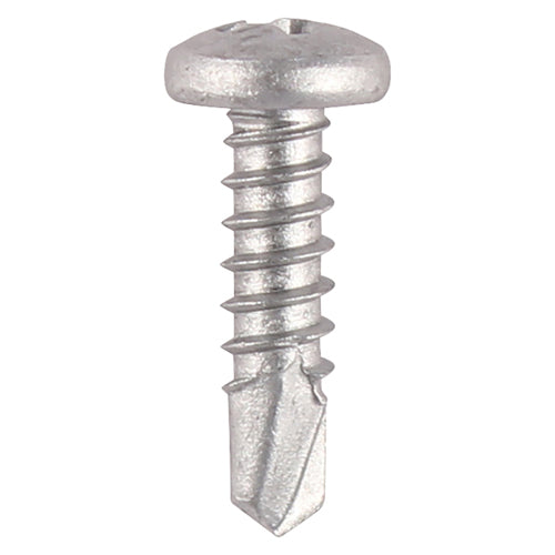 Window Fabrication Screws - Pan - PH - Self-Tapping - Self-Drilling Point - Martensitic Stainless Steel & Silver Organic - 4.2 x 19 - Box of 1000