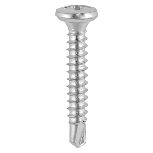 Window Fabrication Screws - Friction Stay - Pan - PH - Self-Tapping Thread - Self-Drilling Point - Martensitic Stainless Steel & Silver Organic - 3.9 x 16 - Box of 1000