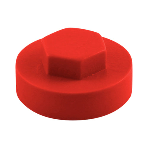 Hex Head Cover Caps - Poppy Red - 16mm - Bag of 1000