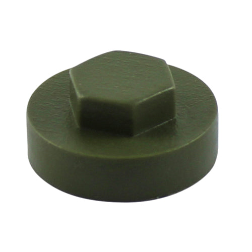 Hex Head Cover Caps - Olive Green - 16mm - Bag of 1000