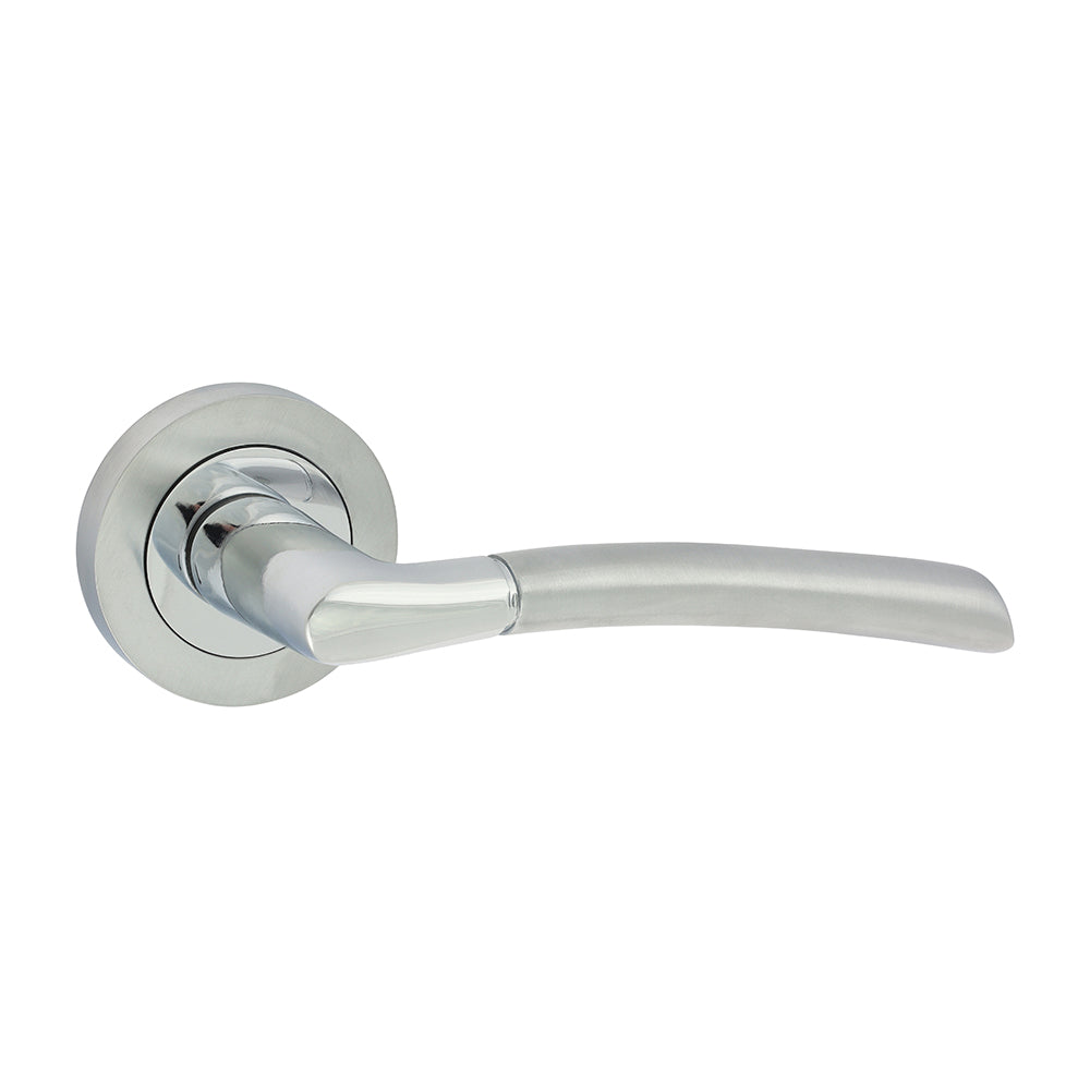 Shavington Lever On Rose Handles - Polished & Satin Chrome - 51mm - Blister Pack of 1