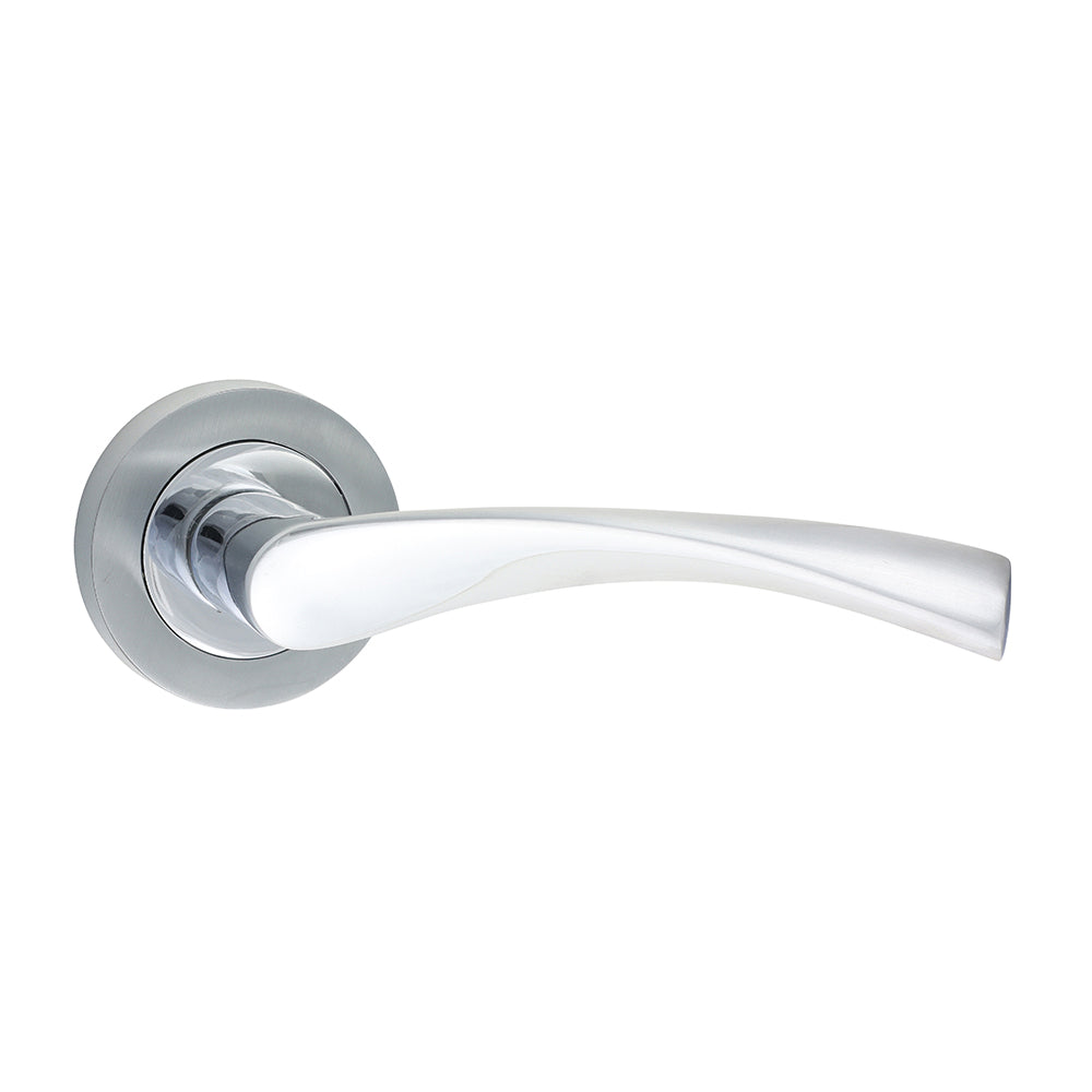 Edleston Lever On Rose Handles - Polished & Satin Chrome - 51mm - Blister Pack of 1