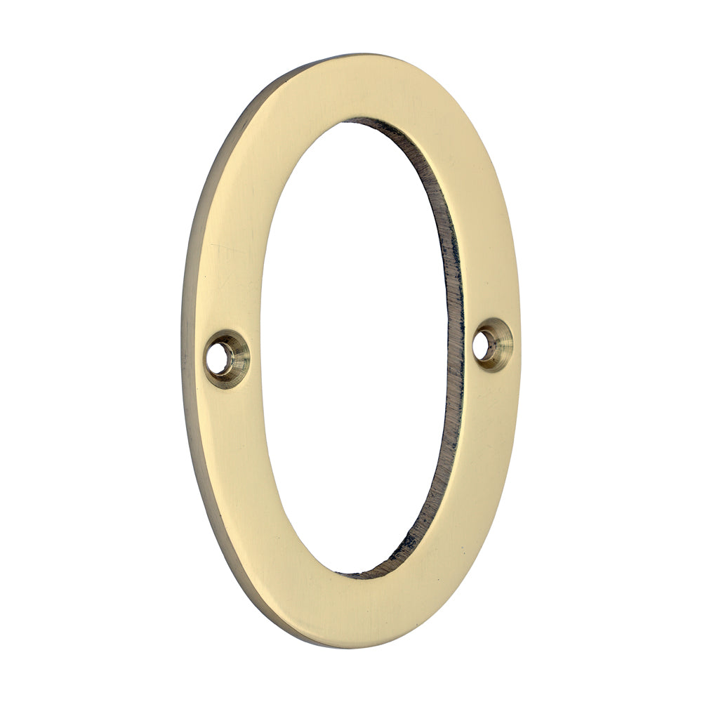Door Numeral 0 - Polished Brass - 81mm - Bag of 1