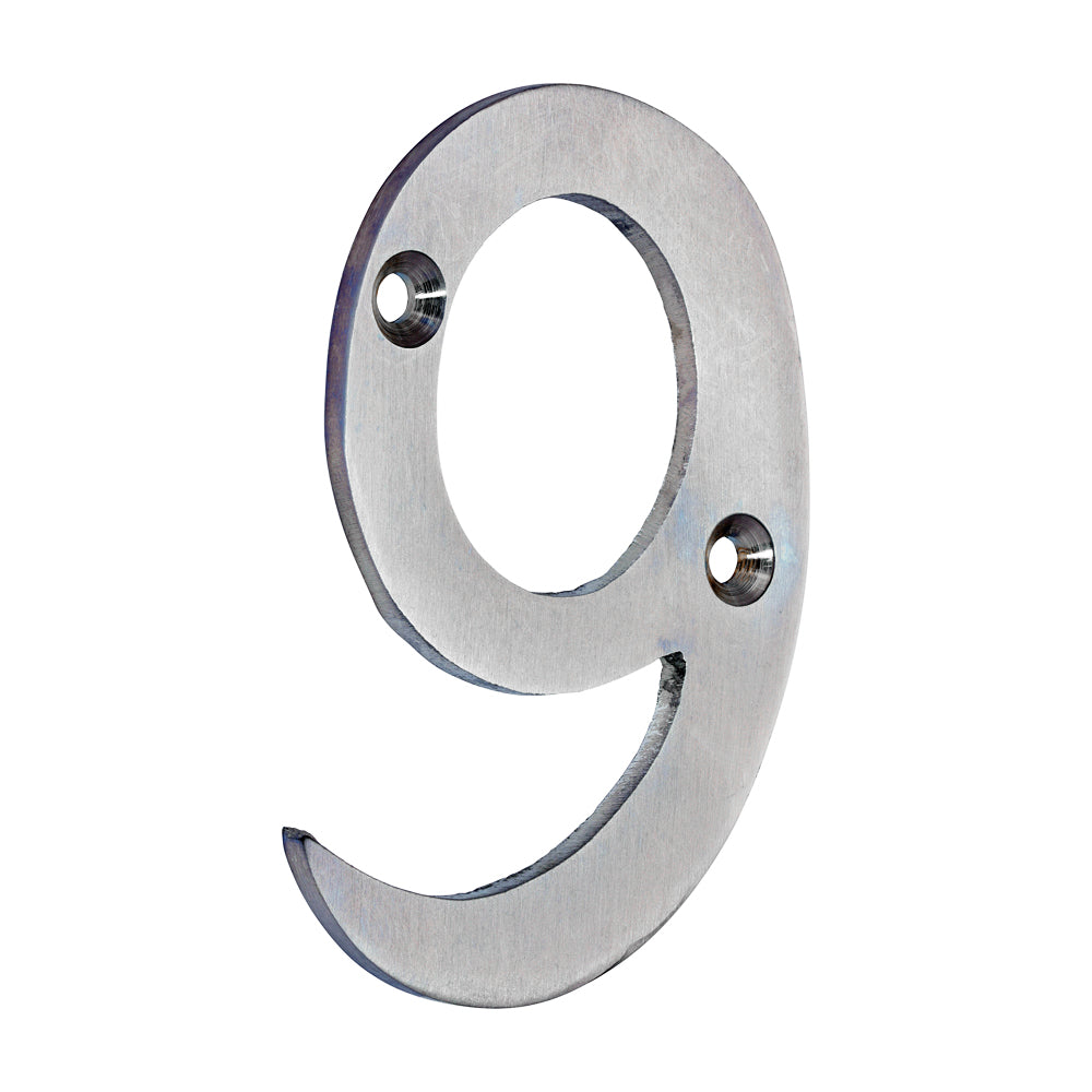 Door Numeral 9 - Satin Chrome - 75mm - Bag of 1