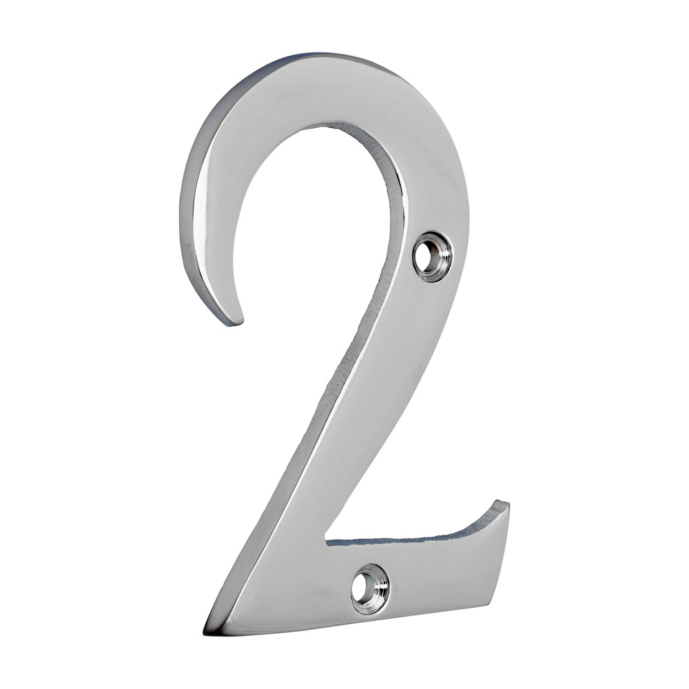 Door Numeral 2 - Polished Chrome - 76mm - Bag of 1