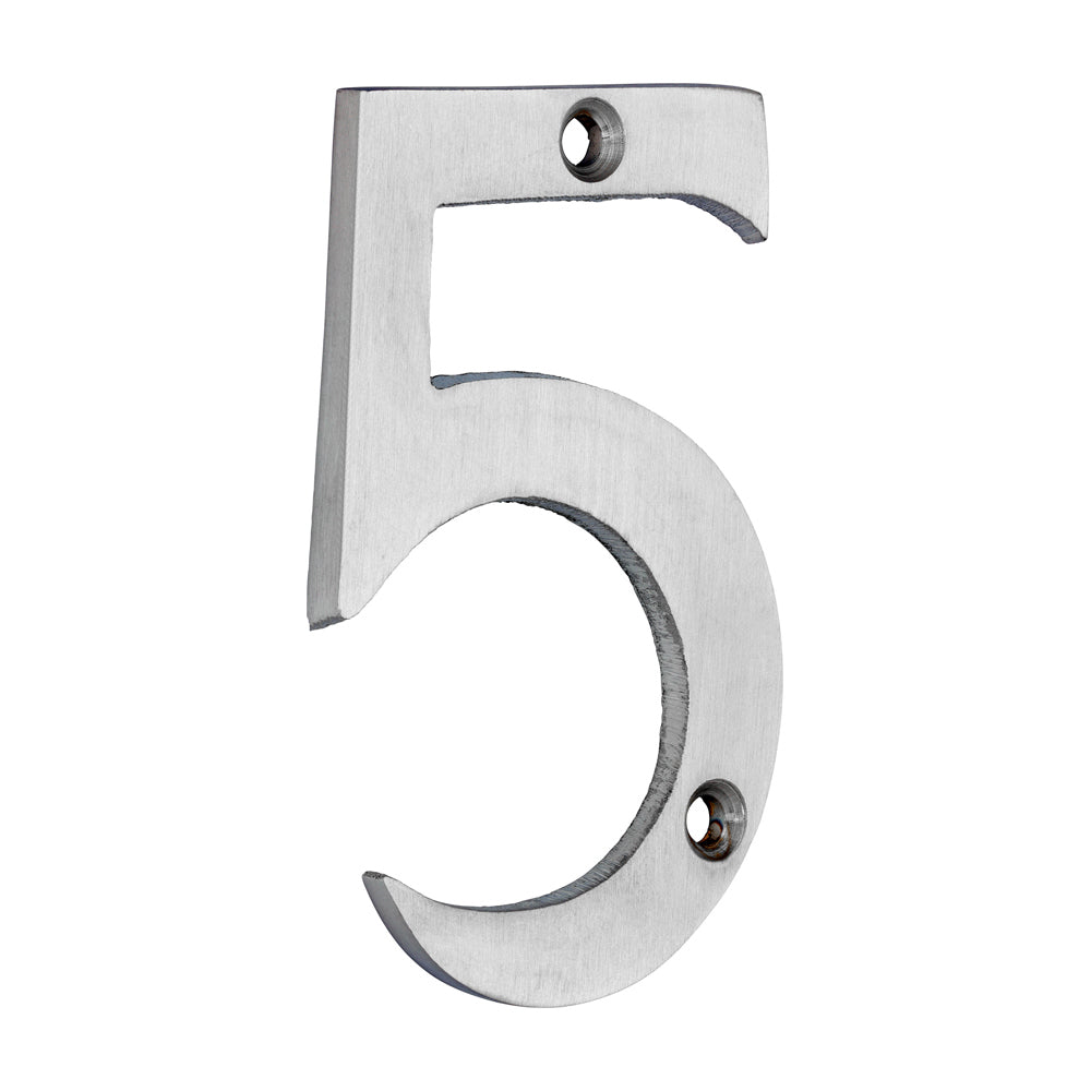 Door Numeral 5 - Satin Chrome - 75mm - TIMpac of 1