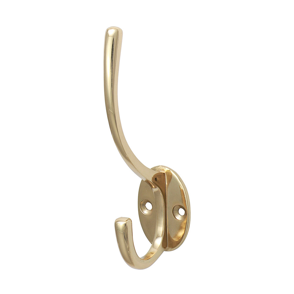 Hat & Coat Hook - Polished Brass - 125 x 32mm - TIMpac of 1