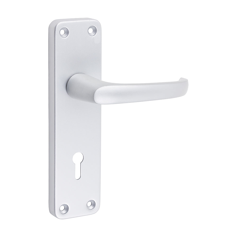 Contractors Lever Lock Handles - Satin Anodised Aluminium - 154 x 40 - Bag of 2