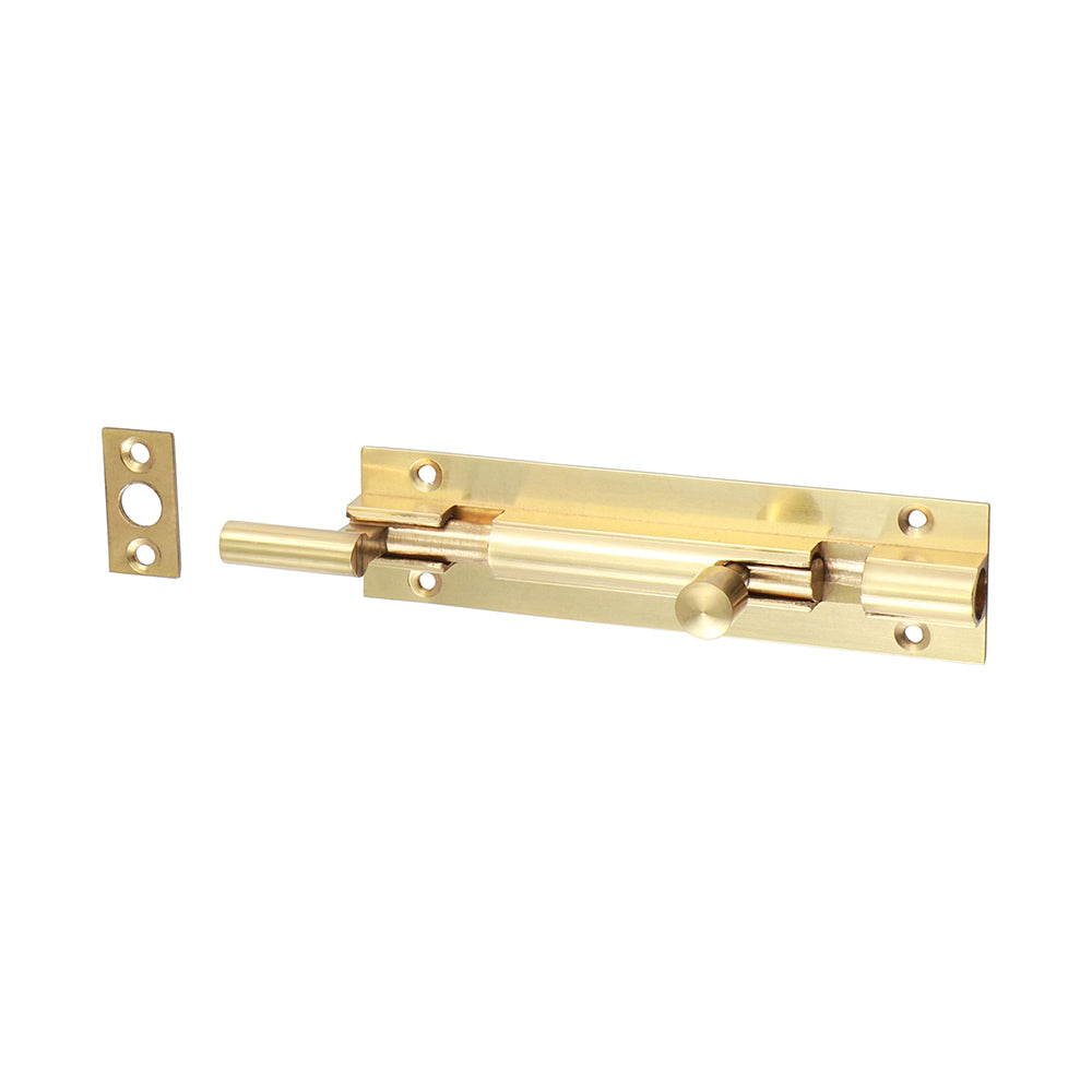 Necked Barrel Bolt - Polished Brass - 100 x 25mm - TIMpac of 1