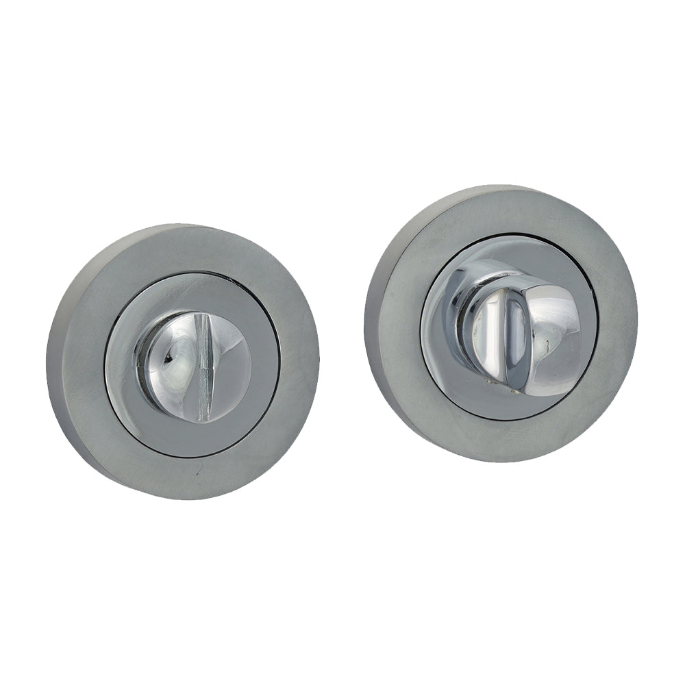 Bathroom Thumb Turn And Release - Polished & Satin Chrome - 51mm - Blister Pack of 1