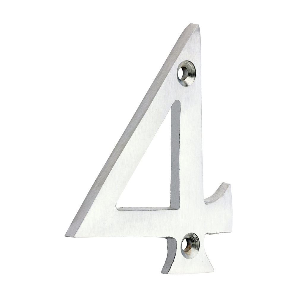 Door Numeral 4 - Satin Chrome - 75mm - Bag of 1