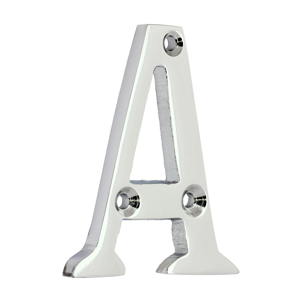Door Letter A - Polished Chrome - 60mm - TIMpac of 1