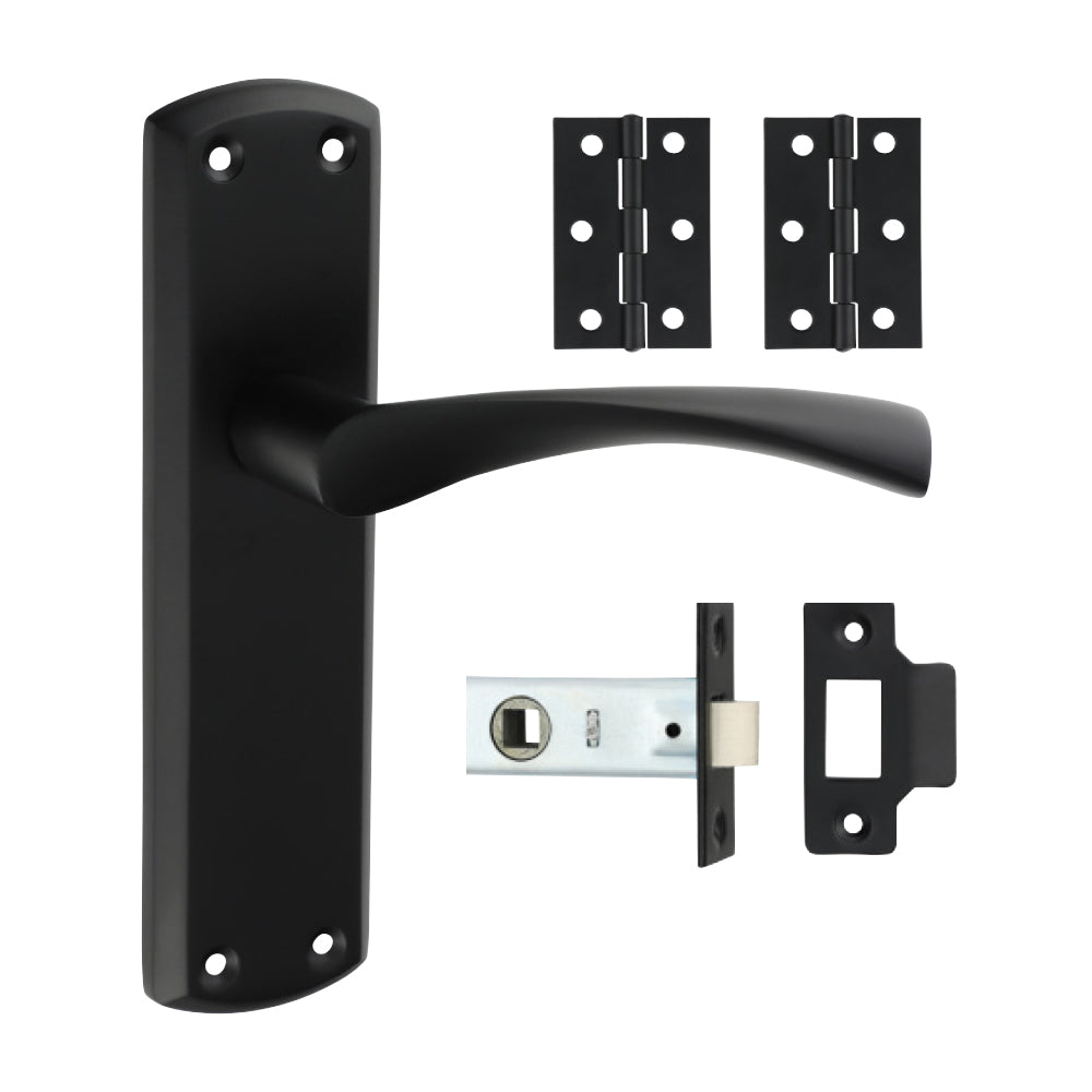 Zeta Latch Door Pack - Matt Black - Mixed - Box of 1