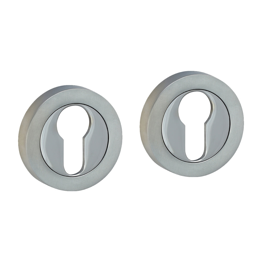 Euro Profile Escutcheon - Polished & Satin Chrome - 51mm - Blister Pack of 1