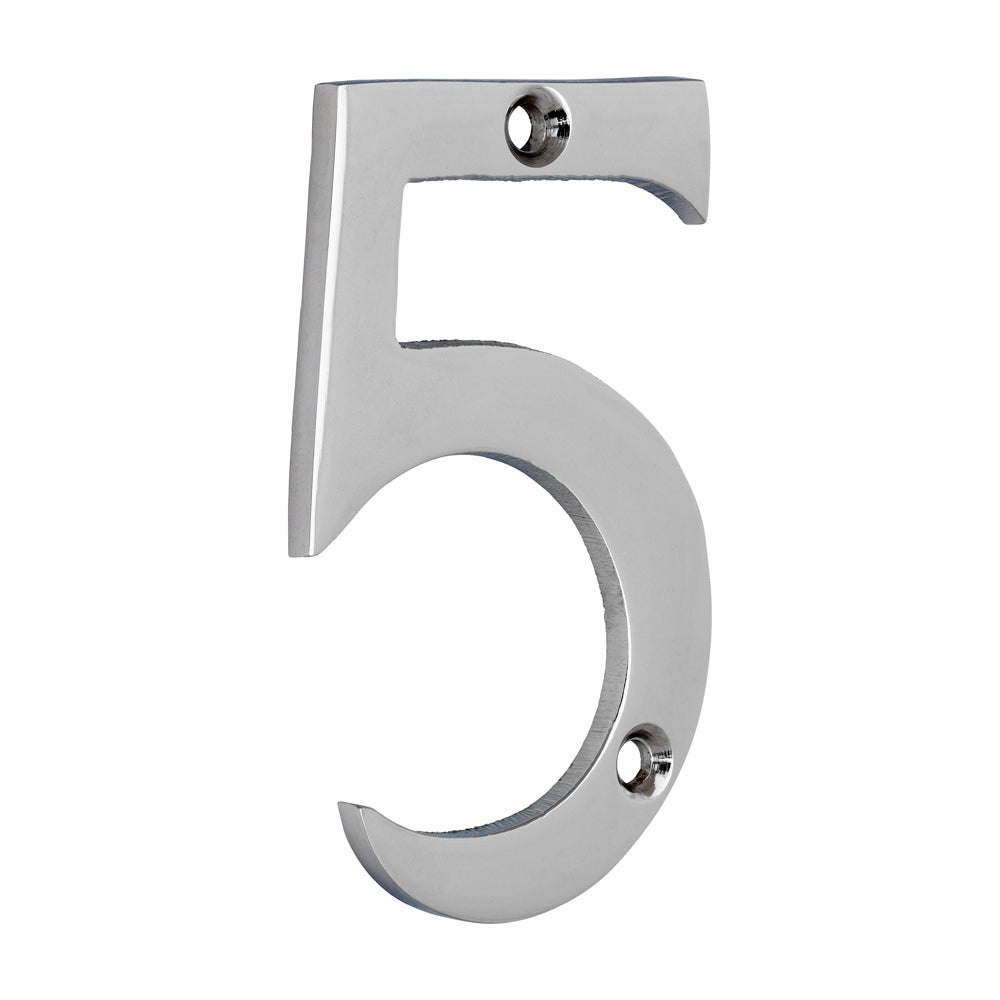 Door Numeral 5 - Polished Chrome - 75mm - TIMpac of 1