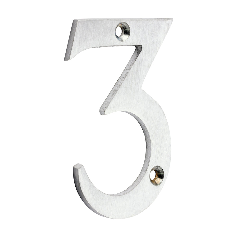Door Numeral 3 - Satin Chrome - 75mm - Bag of 1