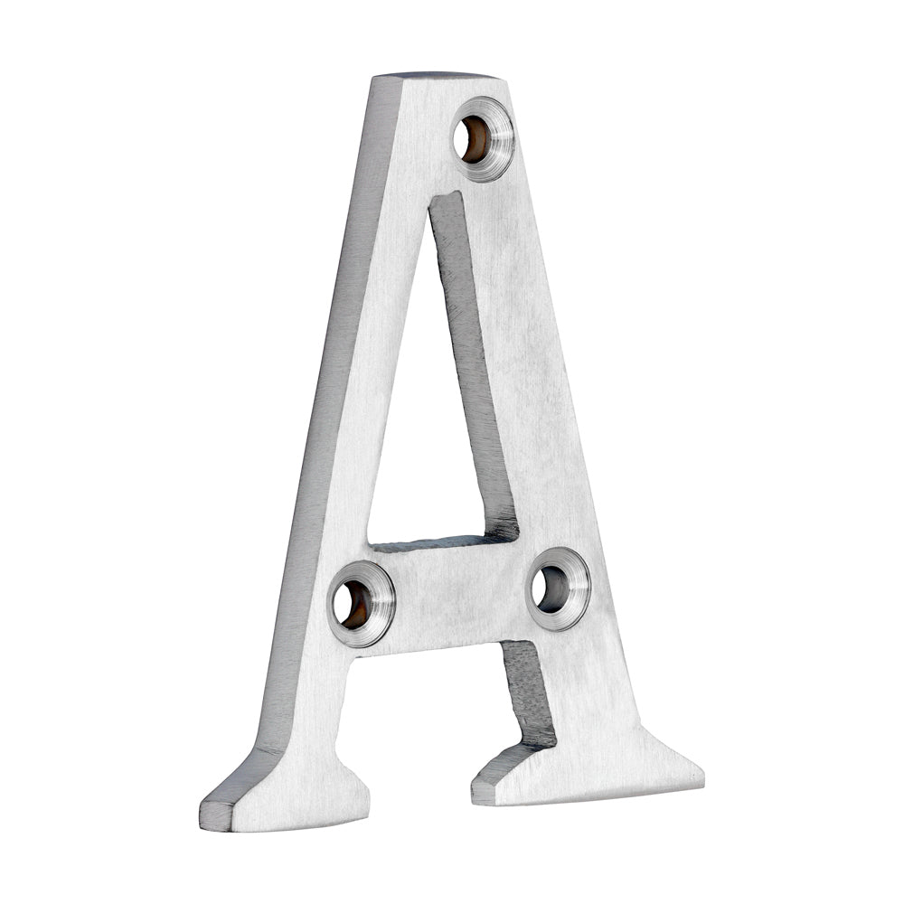 Door Letter A - Satin Chrome - 60mm - TIMpac of 1