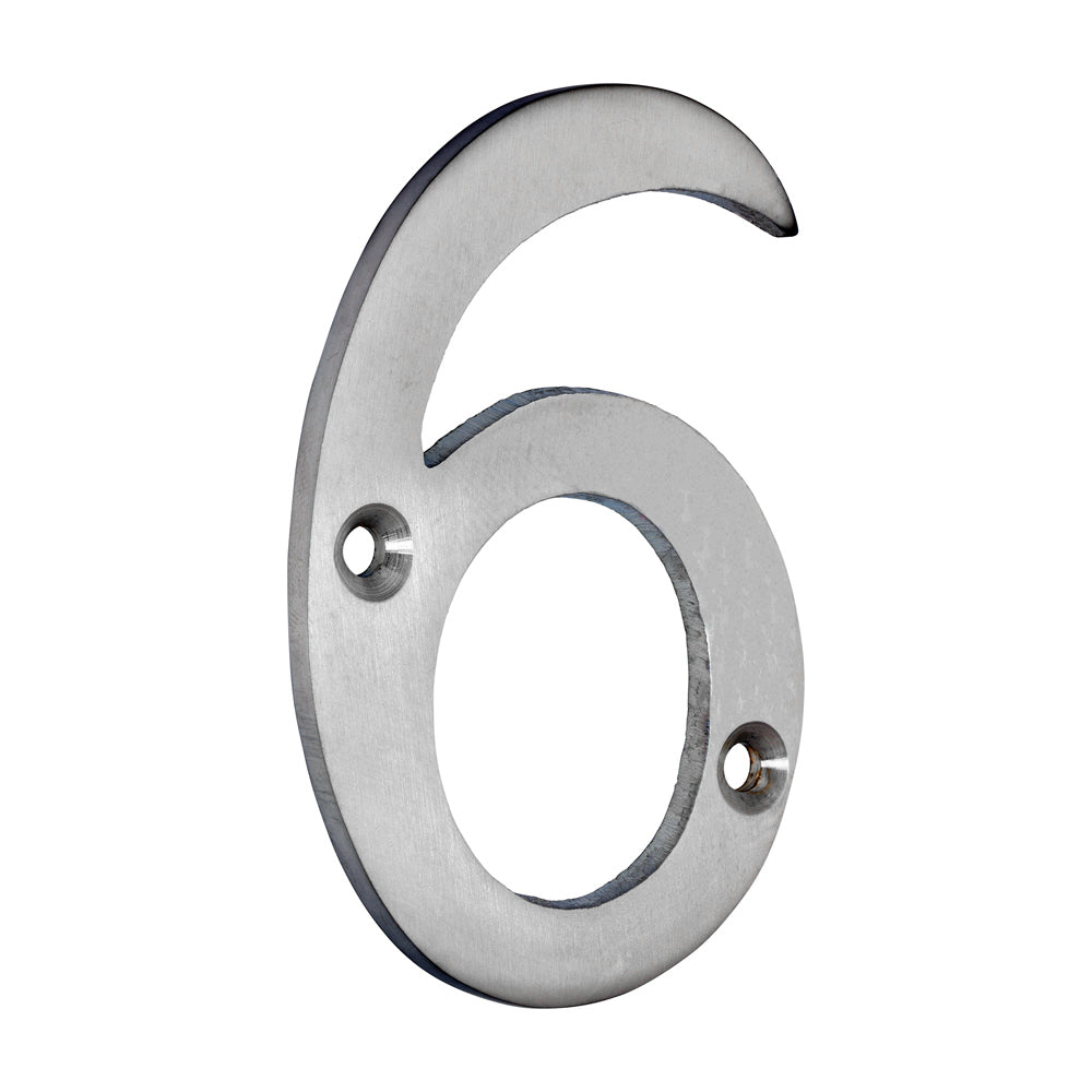 Door Numeral 6 - Satin Chrome - 75mm - Bag of 1