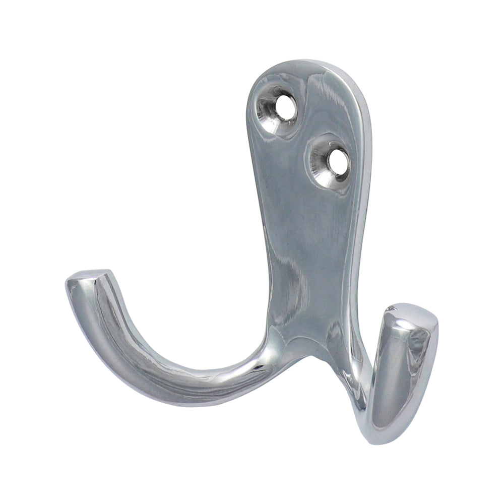 Double Robe Hook - Polished Chrome - 47 x 24mm - Bag of 1