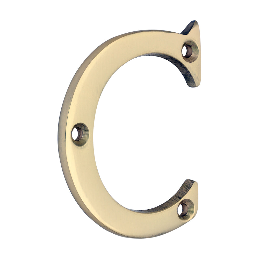 Door Letter C - Polished Brass - 65mm - TIMpac of 1