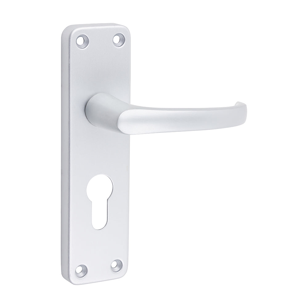 Contractors Euro Profile Lever Lock Handles - Satin Anodised Aluminium - 155 x 40 - Blister Pack of 1