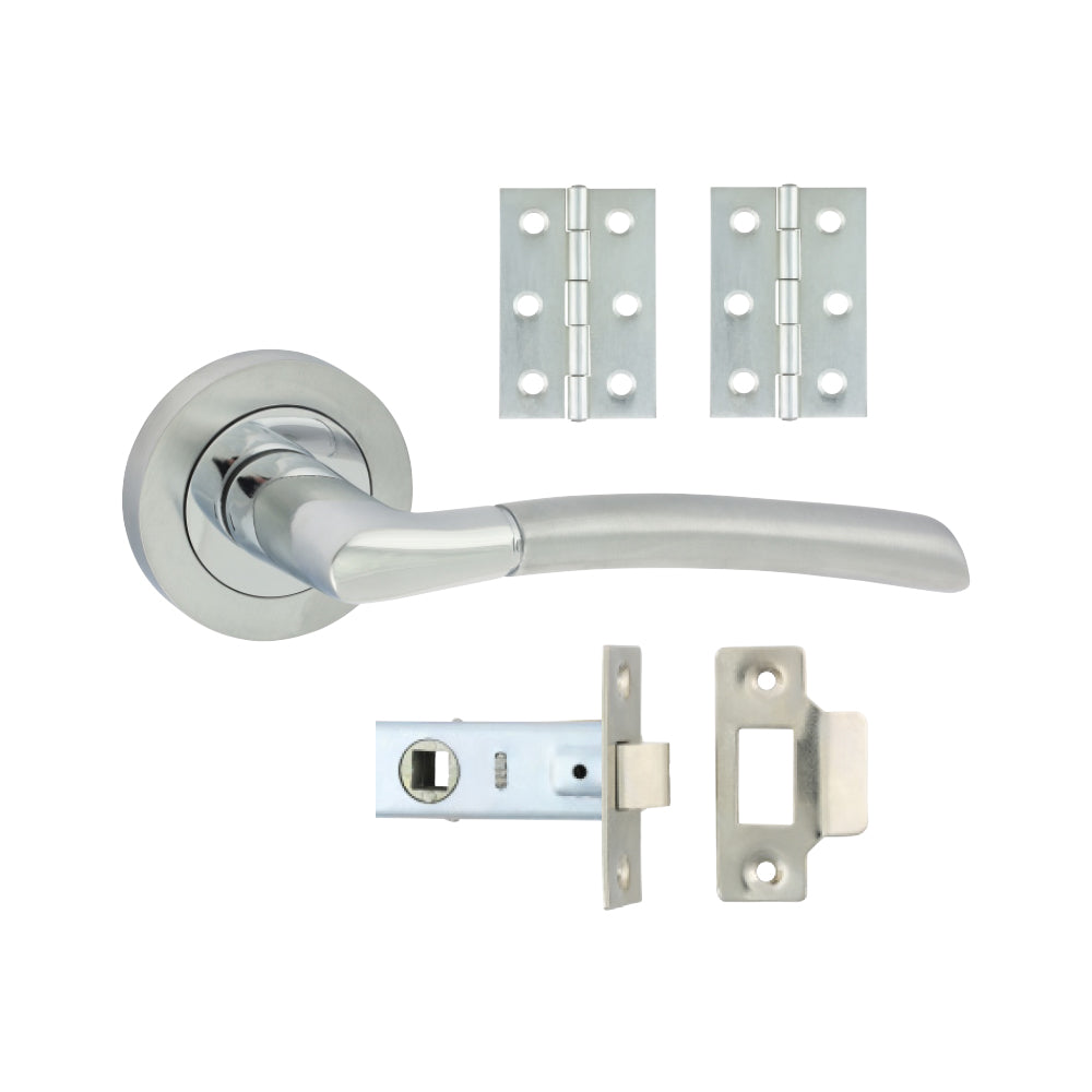 Shavington Lever On Rose Door Pack - Polished Chrome & Satin Chrome - Mixed - Box of 1