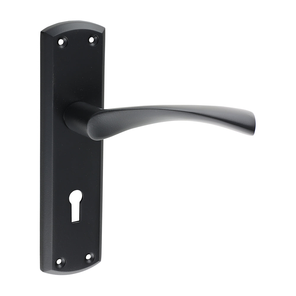 Zeta Lock Handles - Matt Black - 175 x 45 - Blister Pack of 1