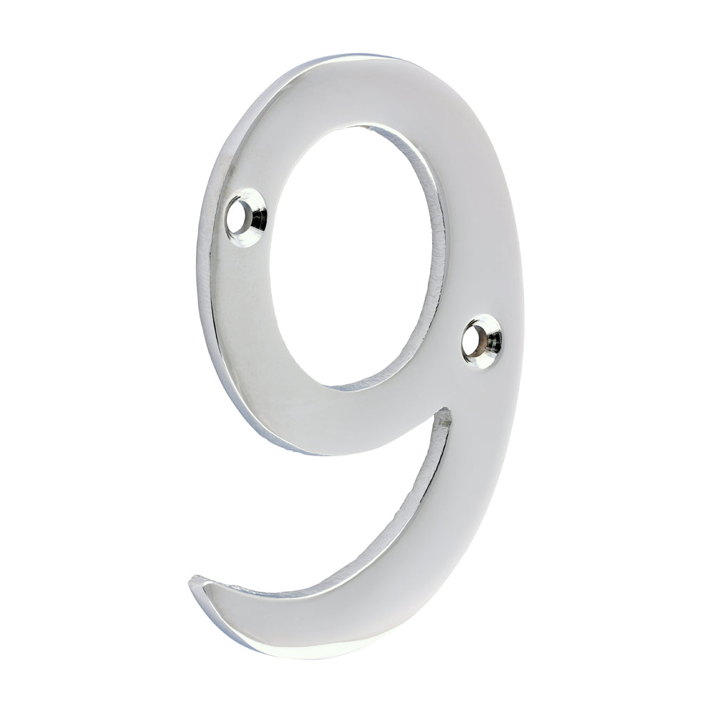 Door Numeral 9 - Polished Chrome - 75mm - Bag of 1