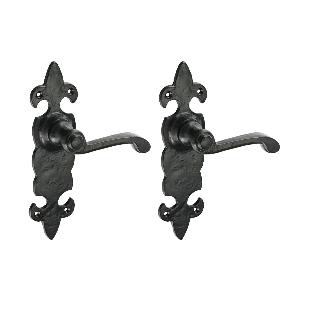 Fleur De Lys Ornate Lever Latch Handles - Antique Black - 195 x 55 - Box of 1