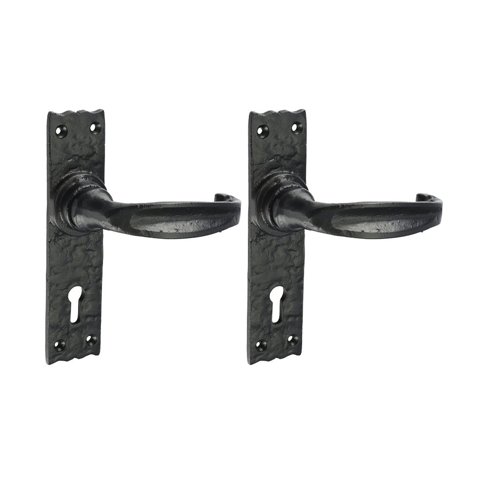 Narrow Style Lever Lock Handles - Antique Black - 155 x 37 - Box of 1