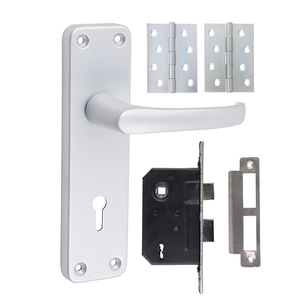 Contractors 3L Lock Door Pack - Satin Anodised Aluminium - 154 x 40 - Box of 1